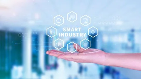 Smart industry, automation and optimisation concept on virtual. Business an.. Stock Photos