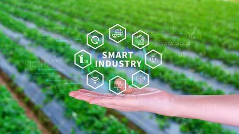 Smart industry, automation and optimisation concept on virtual. Business an.. Stock Photos