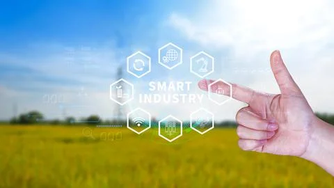 Smart industry, automation and optimisation concept on virtual. Business an.. Foto stock