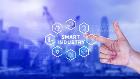Smart industry, automation and optimisation concept on virtual. Business an.. Foto stock