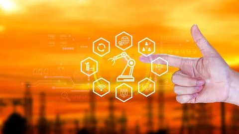 Smart industry, automation and optimisation concept on virtual. Business an.. Foto stock