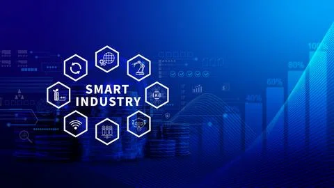 Smart industry, automation and optimisation concept on virtual. Business an.. Stock Photos