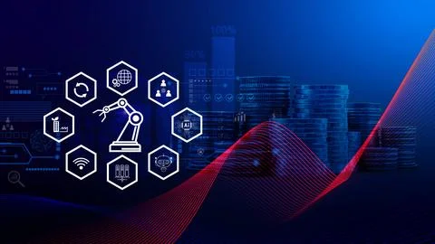 Smart industry, automation and optimisation concept on virtual. Business an.. Foto stock