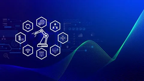 Smart industry, automation and optimisation concept on virtual. Business an.. Foto stock