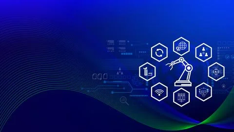 Smart industry, automation and optimisation concept on virtual. Business an.. Stock Photos