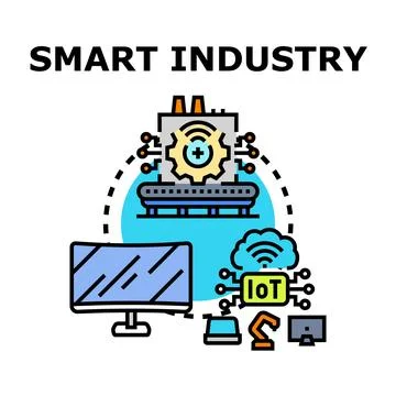 Smart industry automation process using digital technology Stock Illustration