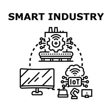 Smart industry automation process using digital technology Stock Illustration