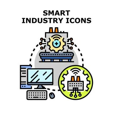 Smart industry automation processing manufacturing technology concept Illustrazione stock