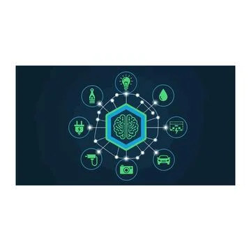 Smart industry central brain network and digital ecosystem technology Stock Illustration