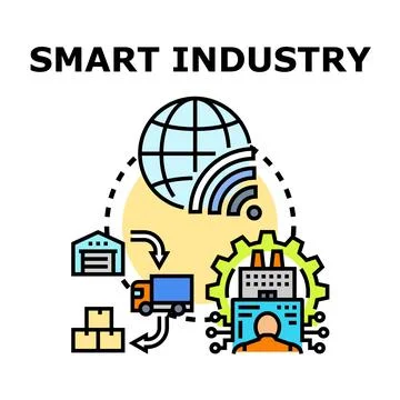 Smart industry concept connecting global manufacturing logistics Stock Illustration