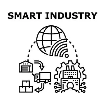 Smart industry concept connecting global manufacturing logistics Stock Illustration