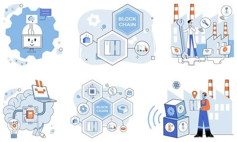 Smart industry. The database, treasure trove information, fuels engines Stock Illustration