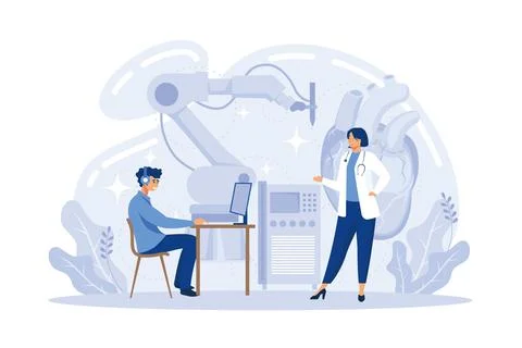 Smart industry development. Artificial intelligence in surgery. Robotics co.. Stock Illustration