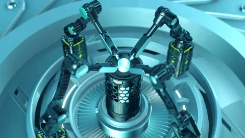 Smart industry laser robots in an innovative science laboratory 3D video Video stock 141417666