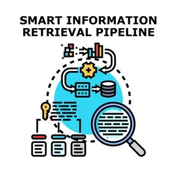Smart information retrieval pipeline processing data Stock Illustration