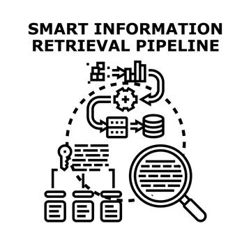 Smart information retrieval pipeline processing data Stock Illustration