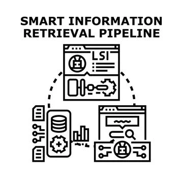 Smart information retrieval pipeline vector concept イラスト素材