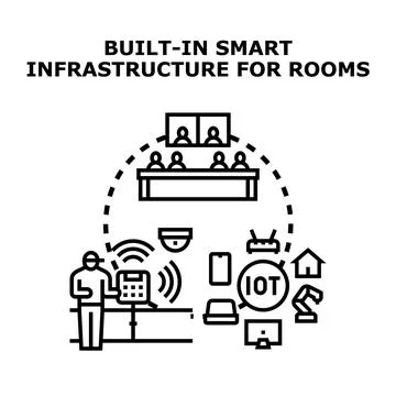 Smart infrastructure integrating technology for modern rooms Stockillustratie
