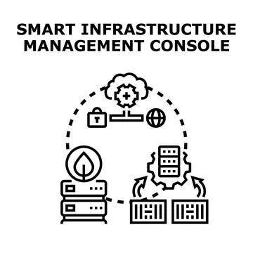 Smart infrastructure management console for modern computing Stock Illustration