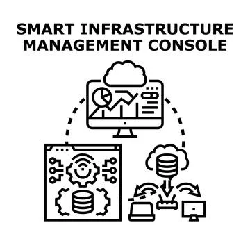 Smart infrastructure management software console concept Stock Illustration