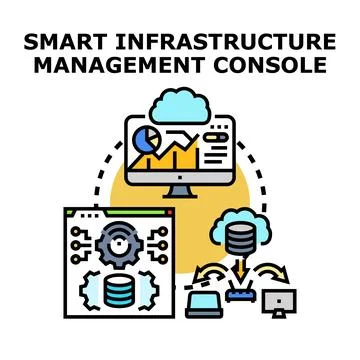 Smart infrastructure management software console concept Stock Illustration
