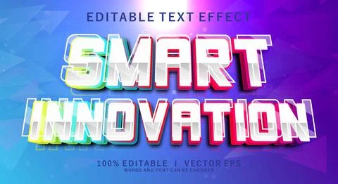 Smart innovation 3d vector text effect with modern style design Stock Illustration