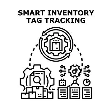 Smart inventory tag tracking management system optimizing operations Stock Illustration