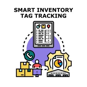 Smart inventory tag tracking system managing business operations 스톡 일러스트