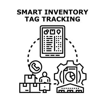 Smart inventory tag tracking system managing business operations Stock Illustration