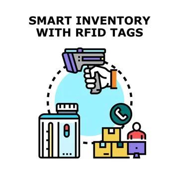 Smart inventory tracking using rfid tags technology Stock Illustration
