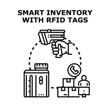 Smart inventory tracking using rfid tags technology Stock Illustration