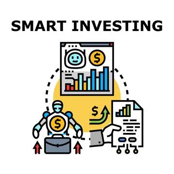 Smart investing concept using artificial intelligence and financial technolog 스톡 일러스트