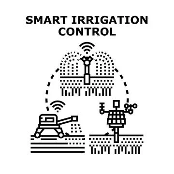 Smart irrigation control automating watering process in agriculture Stock Illustration