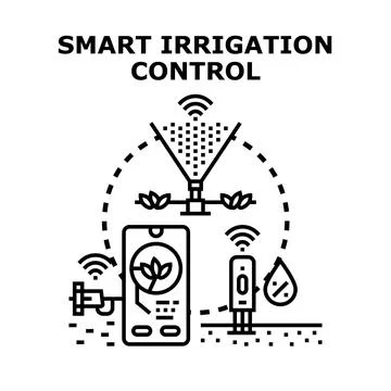 Smart irrigation control system using mobile technology Illustrazione stock