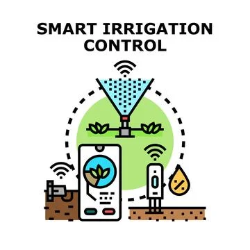 Smart irrigation control system using mobile technology Illustrazione stock