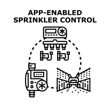 Smart irrigation controlling water distribution through technology applicatio Stock Illustration