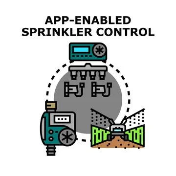 Smart irrigation controlling water distribution through technology applicatio Stock Illustration
