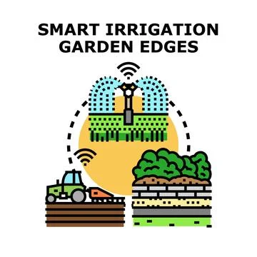 Smart irrigation garden edges system optimizing watering Stock Illustration