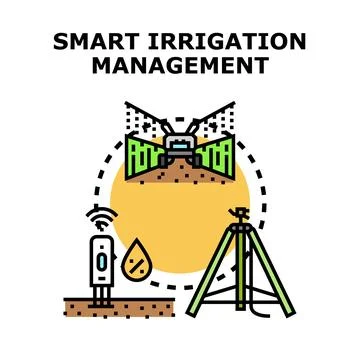 Smart irrigation management system using modern agriculture technology Stock Illustration