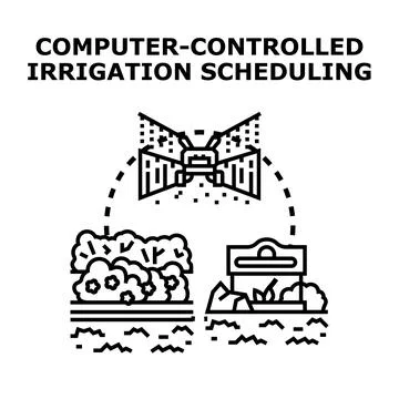 Smart irrigation scheduling managing garden water zones Stock Illustration