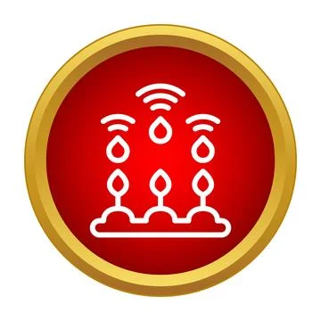 Smart irrigation system controlling plant watering icon Stock Illustration