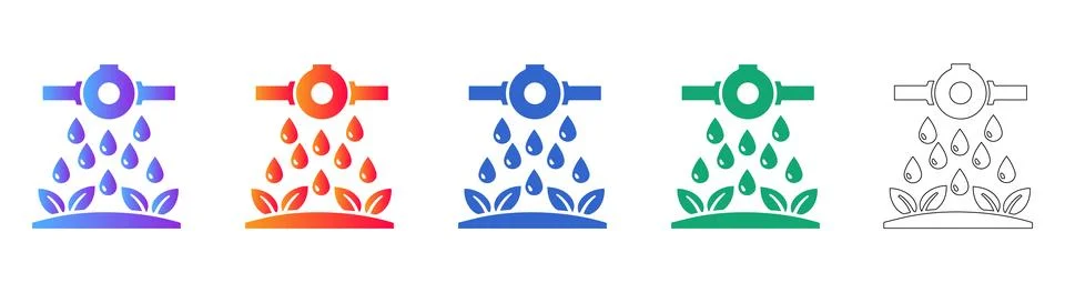 Smart Irrigation System Icon Set Stock Illustration