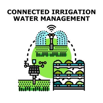 Smart irrigation system managing water for agriculture Stock Illustration
