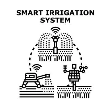 Smart irrigation system using innovative agricultural technology Stock Illustration
