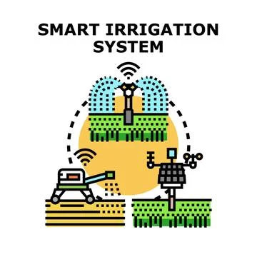 Smart irrigation system using innovative agricultural technology Stock Illustration