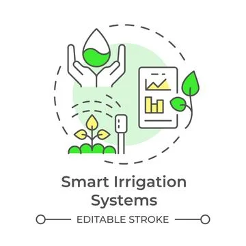Smart irrigation systems multi color concept icon Stock Illustration