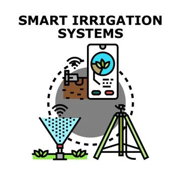 Smart irrigation systems optimizing water management with technology Stock Illustration