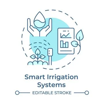 Smart irrigation systems soft blue concept icon Stock Illustration