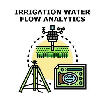 Smart irrigation water flow analyzing agriculture technology Stock Illustration