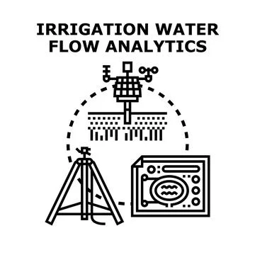 Smart irrigation water flow analyzing agriculture technology Stock Illustration